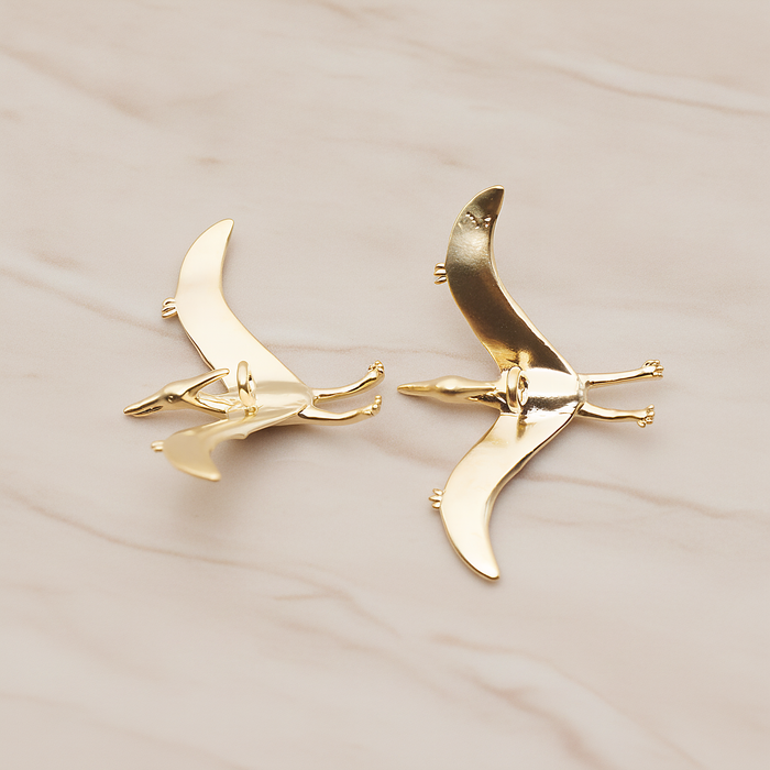Pterosaurs, Dinosaur Pendant, 2 Pc on warm marble background (PD.1796)