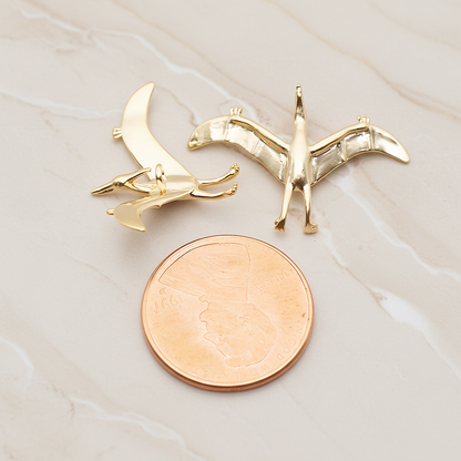 Pterosaurs, Dinosaur Pendant, 2 Pc on warm marble background (PD.1796)