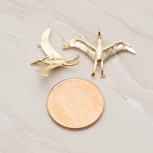 Pterosaurs, Dinosaur Pendant, 2 Pc on warm marble background (PD.1796)