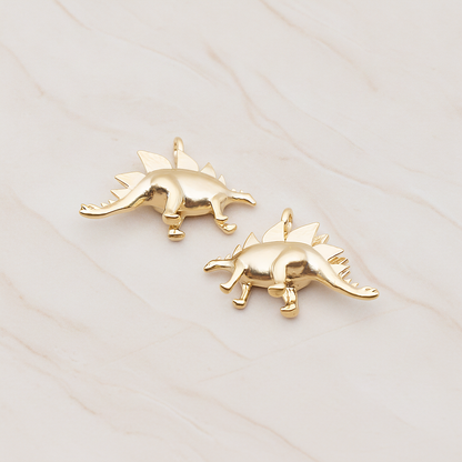 Stegosaurus, Dinosaur Pendant, 2 Pc on warm marble background (PD.1797)