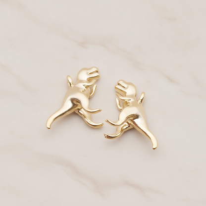 Tyrannosaurus, Dinosaur Pendant, 2 Pc on warm marble background (PD.1798)
