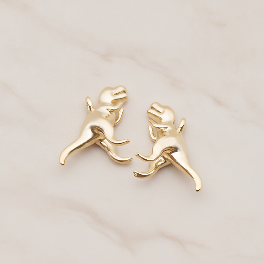 Tyrannosaurus, Dinosaur Pendant, 2 Pc on warm marble background (PD.1798)