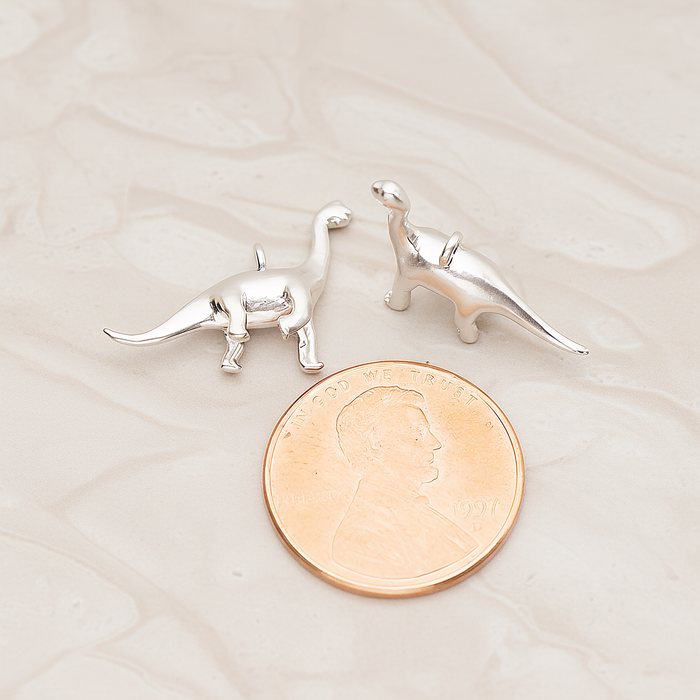 Brachiosaurus, Dinosaur Pendant, 2 Pc on warm marble background (PD.1799)