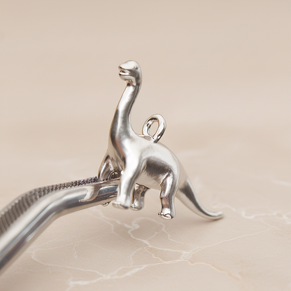 Brachiosaurus, Dinosaur Pendant, 2 Pc on warm marble background (PD.1799)