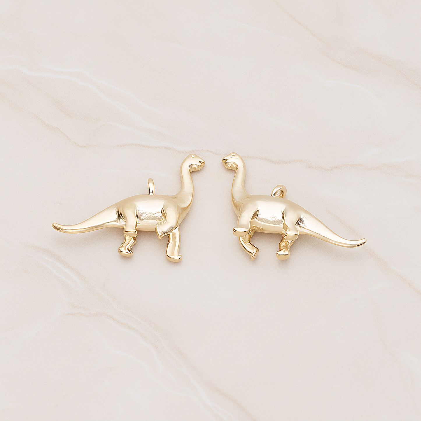 Brachiosaurus, Dinosaur Pendant, 2 Pc on warm marble background (PD.1799)
