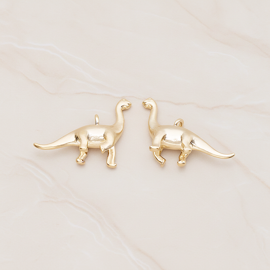 Brachiosaurus, Dinosaur Pendant, 2 Pc on warm marble background (PD.1799)