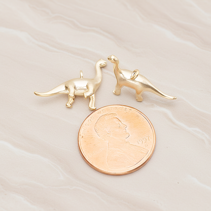 Brachiosaurus, Dinosaur Pendant, 2 Pc on warm marble background (PD.1799)