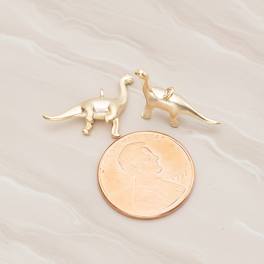 Brachiosaurus, Dinosaur Pendant, 2 Pc on warm marble background (PD.1799)