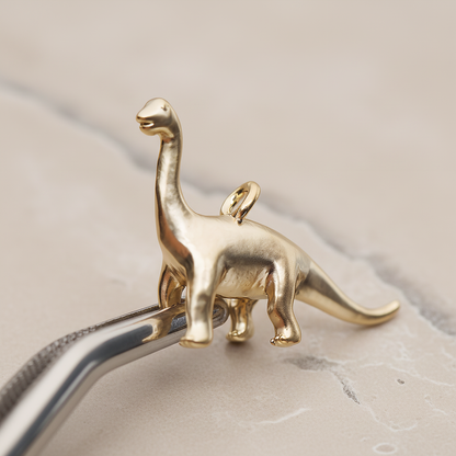 Brachiosaurus, Dinosaur Pendant, 2 Pc on warm marble background (PD.1799)