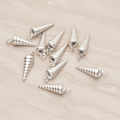 Sea Shell, Skinny Conch Pendant, 2 Pc on warm marble background (PD.1800)
