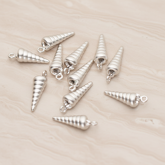 Sea Shell, Skinny Conch Pendant, 2 Pc on warm marble background (PD.1800)