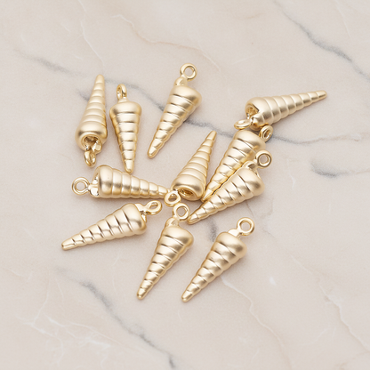 Sea Shell, Skinny Conch Pendant, 2 Pc on warm marble background (PD.1800)