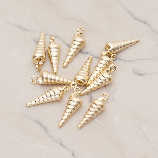 Sea Shell, Skinny Conch Pendant, 2 Pc on warm marble background (PD.1800)