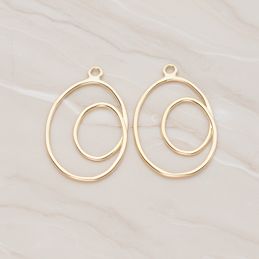 Line Two Oval Pendant, 2 Pc on warm marble background (PD.1803)
