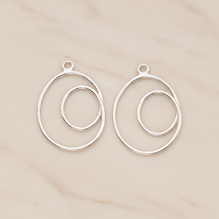 Line Two Oval Pendant, 2 Pc on warm marble background (PD.1803)