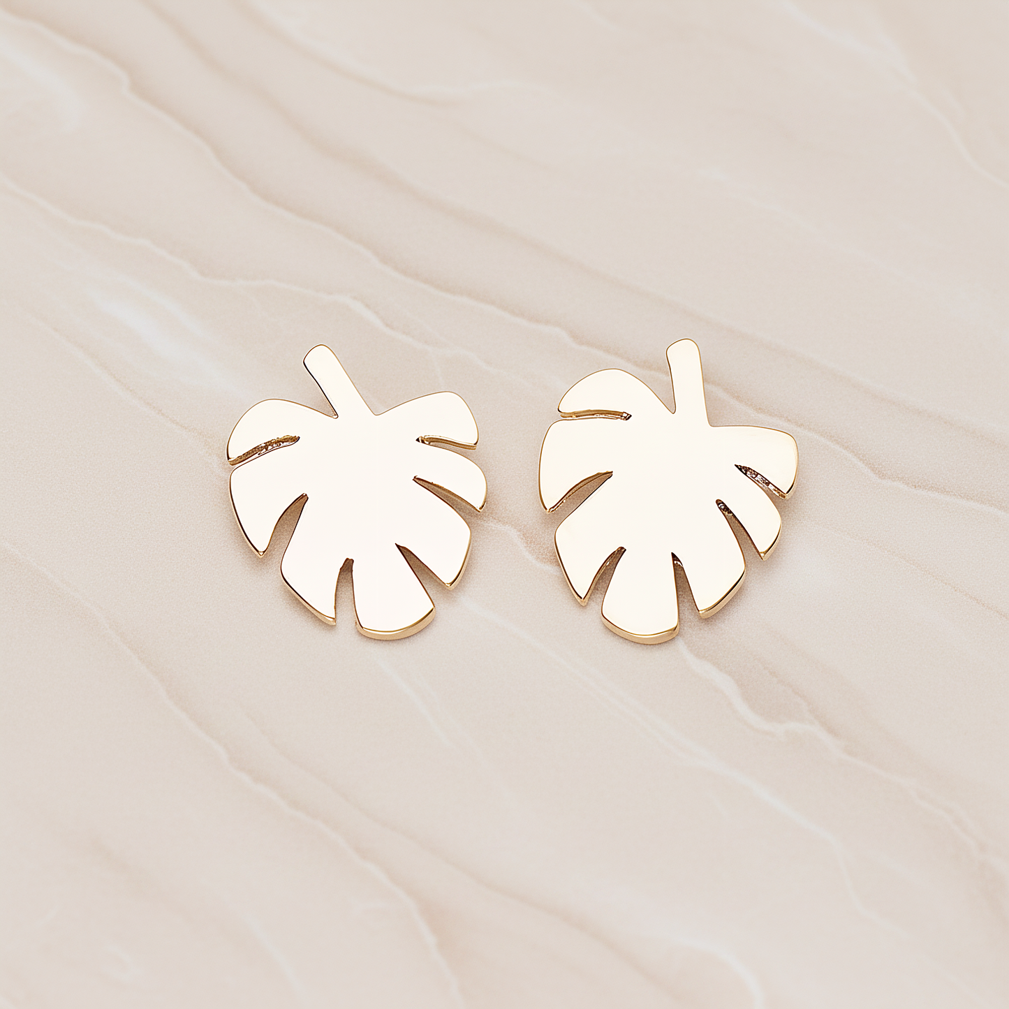 Monstera Leaf Pendant, 2 Pc on warm marble background (PD.1807)