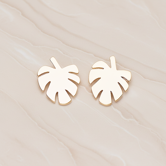 Monstera Leaf Pendant, 2 Pc on warm marble background (PD.1807)