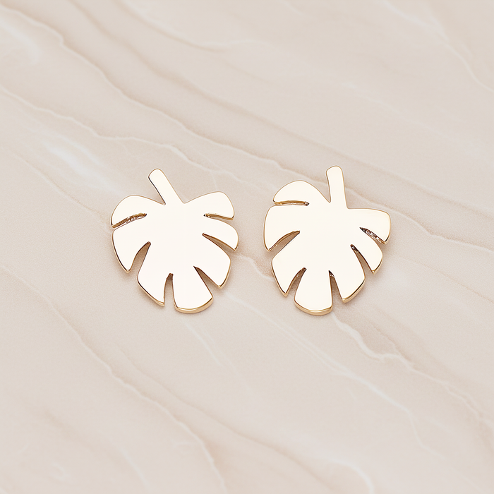 Monstera Leaf Pendant, 2 Pc on warm marble background (PD.1807)