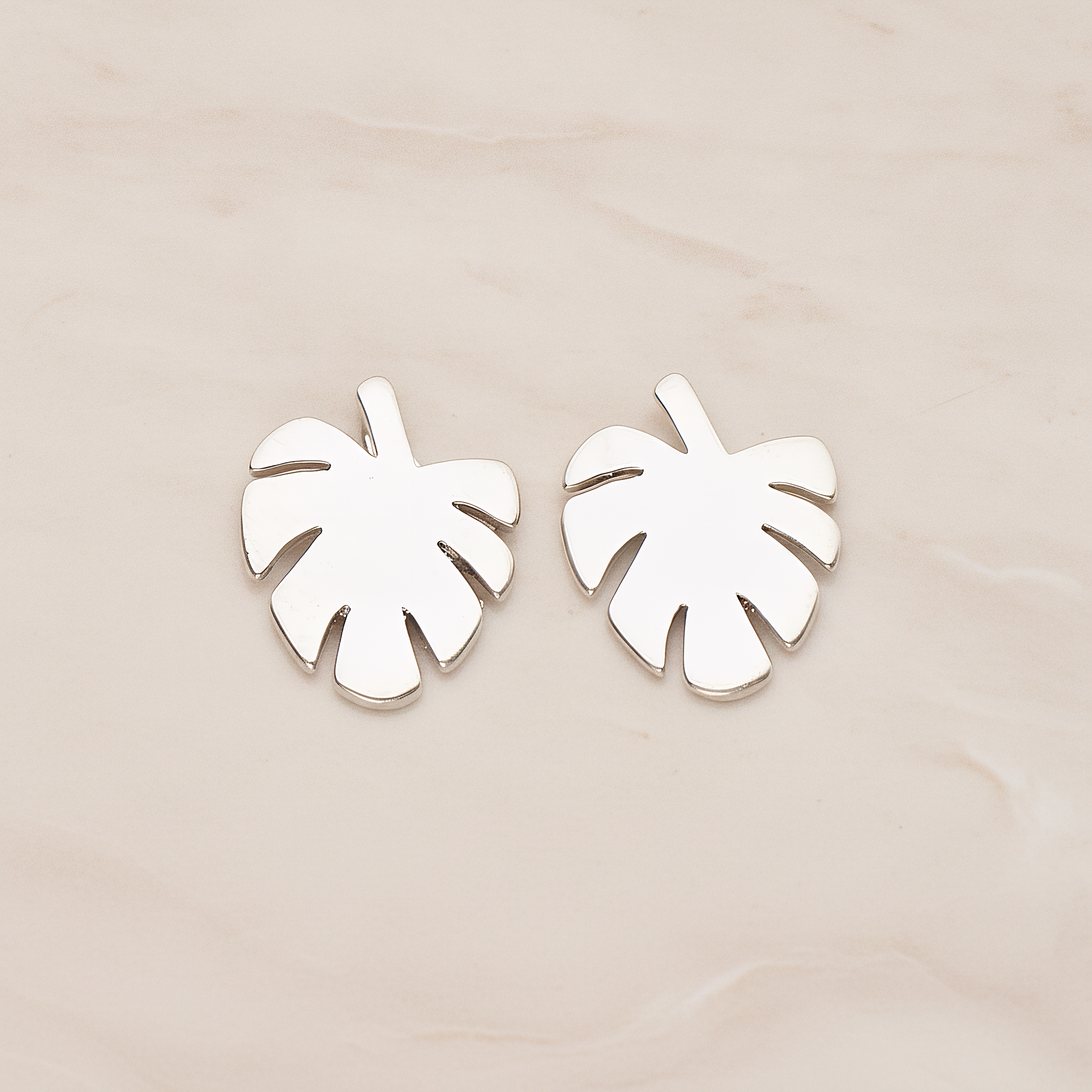 Monstera Leaf Pendant, 2 Pc on warm marble background (PD.1807)