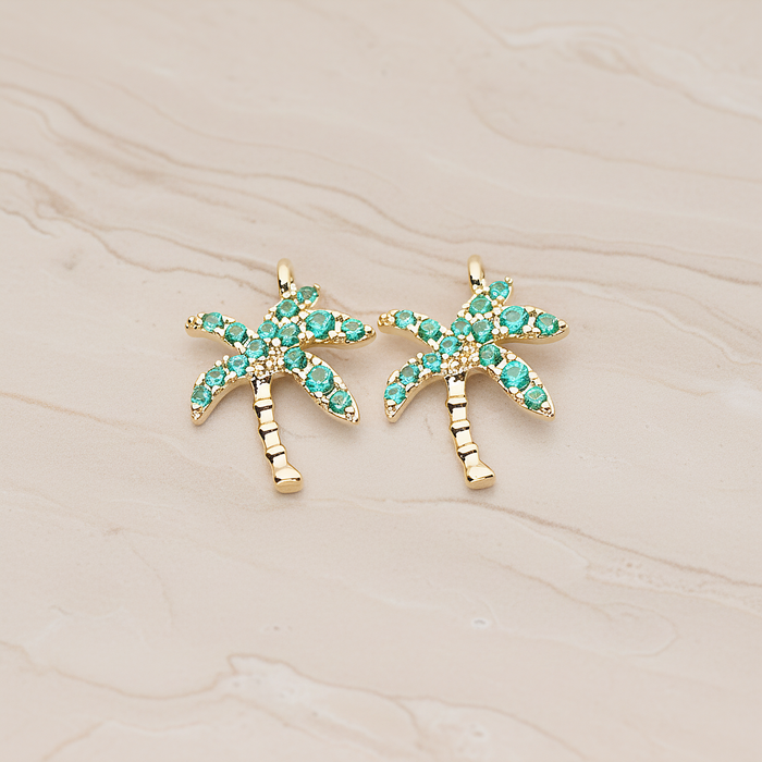 Cubic Coconut Palm Pendant, 2 Pc on warm marble background (PD.1809)