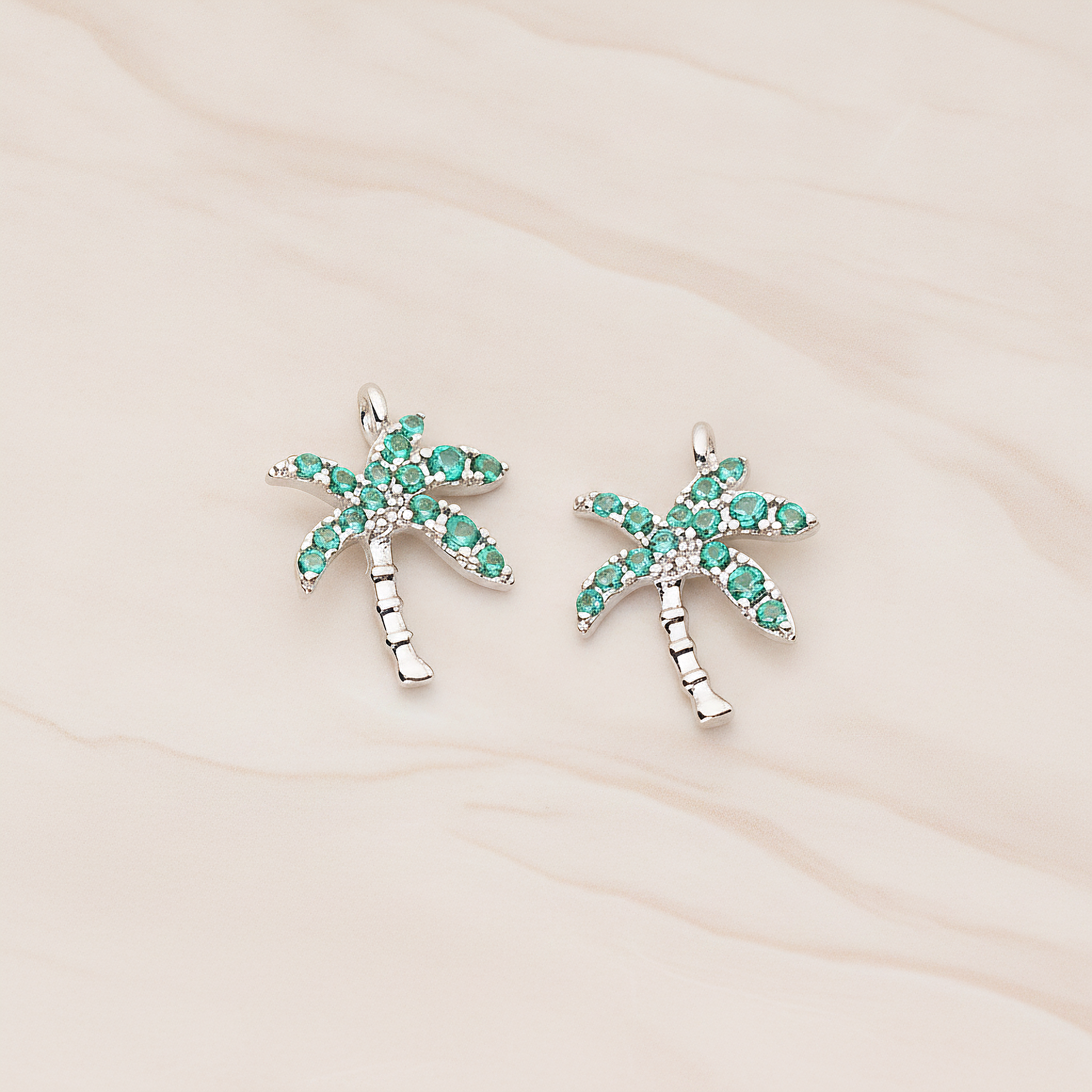 Cubic Coconut Palm Pendant, 2 Pc on warm marble background (PD.1809)