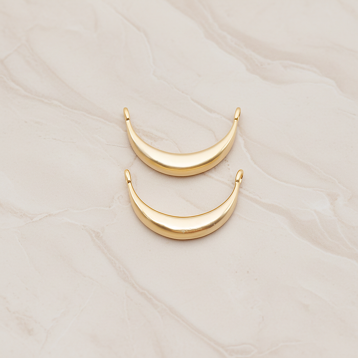 Reverse Crescent Moon Connector Pendant, 2 Pc on warm marble background (PD.1824)