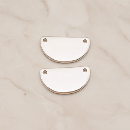 Reverse Half Moon Stamped Hammered Connector Pendant, 2 Pc on warm marble background (PD.1825)
