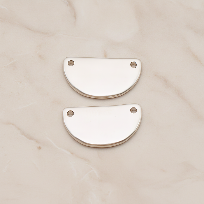 Reverse Half Moon Stamped Hammered Connector Pendant, 2 Pc on warm marble background (PD.1825)