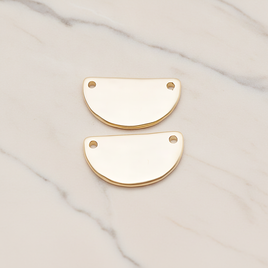Reverse Half Moon Stamped Hammered Connector Pendant, 2 Pc on warm marble background (PD.1825)