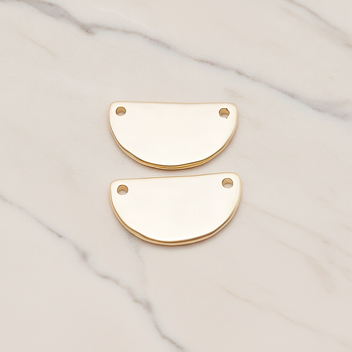 Reverse Half Moon Stamped Hammered Connector Pendant, 2 Pc on warm marble background (PD.1825)