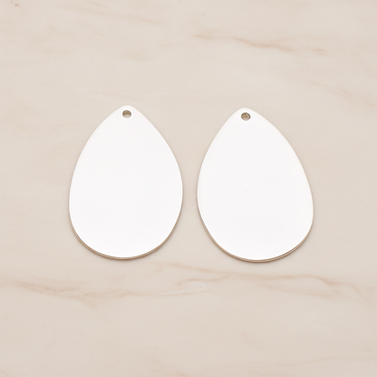 Large Teardrop Stamped Hammered Pendant, 2 Pc on warm marble background (PD.1826-02)