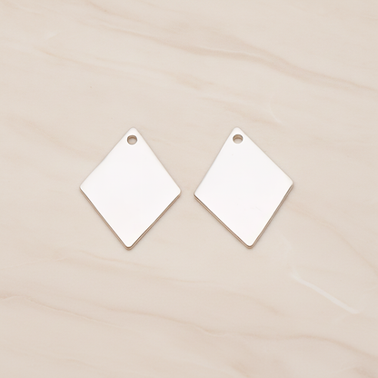 Small Rhombus Stamped Hammered Pendant, 2 Pc on warm marble background (PD.1827-01)