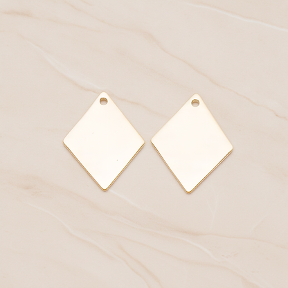 Small Rhombus Stamped Hammered Pendant, 2 Pc on warm marble background (PD.1827-01)