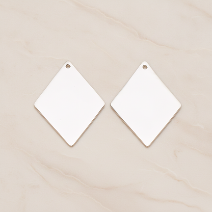 Large Rhombus Stamped Hammered Pendant, 2 Pc on warm marble background (PD.1827-02)