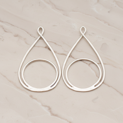 Dubble Round Teardrop Pendant, 2 Pc on warm marble background (PD.1828)