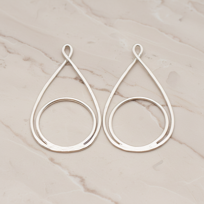 Dubble Round Teardrop Pendant, 2 Pc on warm marble background (PD.1828)
