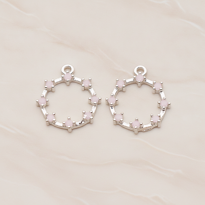 Crown of Beauty Round Cubic Pendant, 2 Pc on warm marble background (PD.1840)