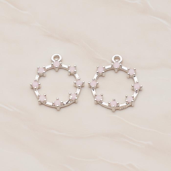 Crown of Beauty Round Cubic Pendant, 2 Pc on warm marble background (PD.1840)