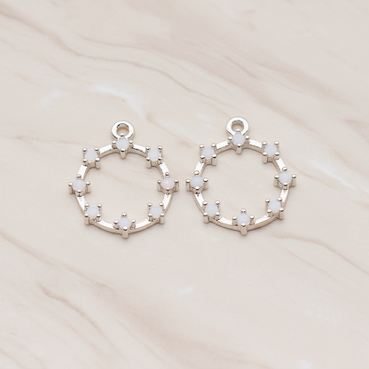 Crown of Beauty Round Cubic Pendant, 2 Pc on warm marble background (PD.1840)