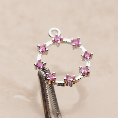Crown of Beauty Round Cubic Pendant, 2 Pc on warm marble background (PD.1840)