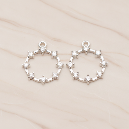 Crown of Beauty Round Cubic Pendant, 2 Pc on warm marble background (PD.1840)