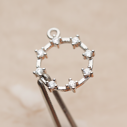 Crown of Beauty Round Cubic Pendant, 2 Pc on warm marble background (PD.1840)