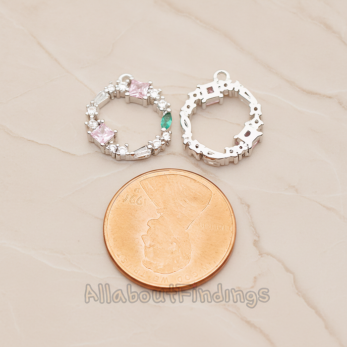 Crown of Beauty Round Cubic Pendant, 1 Pc on warm marble background (PD.1842)