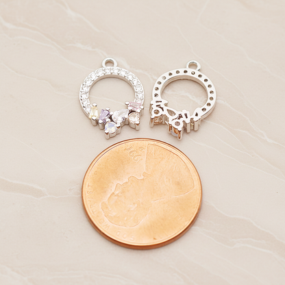 Round Cubic Ring Pendant, 1 Pc on warm marble background (PD.1843)