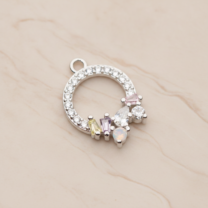 Round Cubic Ring Pendant, 1 Pc on warm marble background (PD.1843)