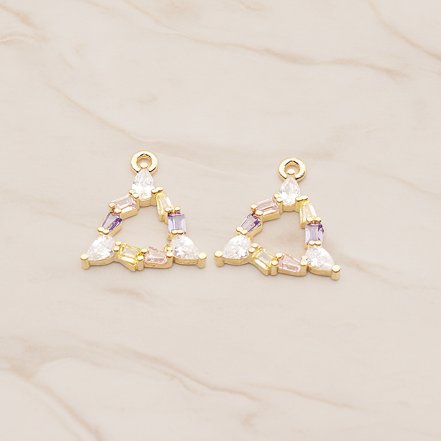 Small Triangle Cubic Pendant, 1 Pc on warm marble background (PD.1844)