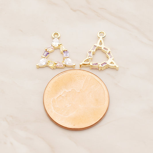 Small Triangle Cubic Pendant, 1 Pc on warm marble background (PD.1844)