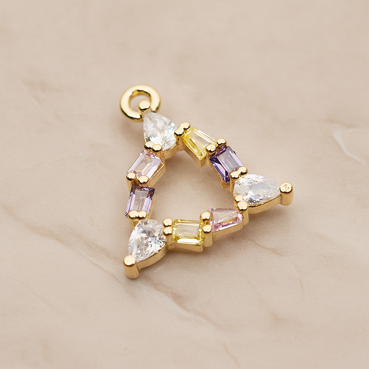 Small Triangle Cubic Pendant, 1 Pc on warm marble background (PD.1844)
