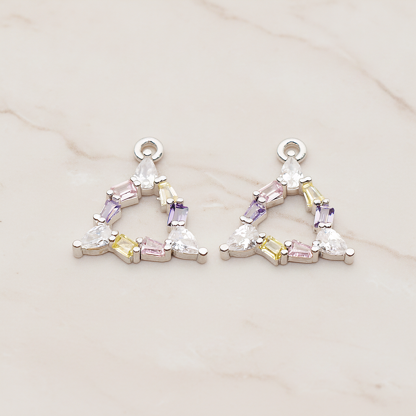 Small Triangle Cubic Pendant, 1 Pc on warm marble background (PD.1844)
