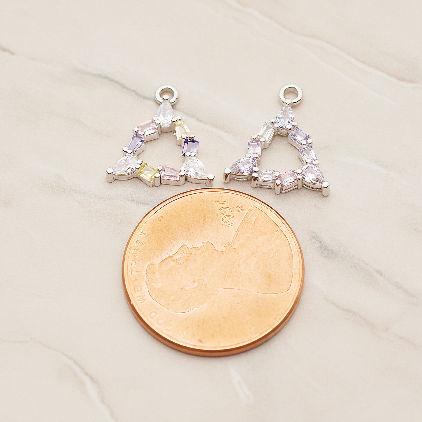 Small Triangle Cubic Pendant, 1 Pc on warm marble background (PD.1844)